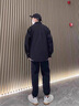 京西藍靛春秋潮牌襯衫式夾克外套男工裝襯衣男士寬松大碼胖子潮流男裝 黑色【高密牛津格】 L 體重130-150斤 曬單實(shí)拍圖