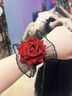 初享（CHUXIANG）暗黑系玫瑰花蕾絲手環(huán)女手腕套手鏈紅色手袖結婚禮服lolita洛麗塔 紅色玫瑰蕾絲手環(huán)一只  B00-207 無(wú)規格 曬單實(shí)拍圖