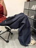 浪莎藏青色工裝褲女秋季2025新款寬松高腰直筒顯瘦休閑美式速干闊腿褲 曬單實(shí)拍圖