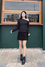 NINE WEST/玖熙方頭拉鏈短筒靴女高跟酷颯彈力瘦瘦靴 NG434037KK 黑色36 曬單實拍圖