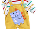 G.duck小黃鴨寶寶春秋季套裝2025新款男童秋裝背帶褲兩件套嬰兒童衣服 黃色 MXB恐龍背帶 80 cm 曬單實(shí)拍圖