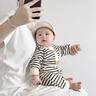 西兒嬰兒連體衣春秋裝男女寶寶滿(mǎn)月百天衣服可愛(ài)哈衣韓版寶寶外出爬服 五只小熊【條紋】連體衣 73cm 曬單實(shí)拍圖