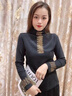 皮爾卡丹（pierre cardin）打底衫半高領(lǐng)女士春秋冬新款長(cháng)袖加絨加厚洋氣小衫內搭上衣修身 黑色不加絨《 2XL (130-140斤) 曬單實(shí)拍圖