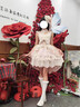 閃動(dòng)少女（SHANDONGSHAONV）雀之羽lolita洋裝jsk甜美花嫁重工連衣裙吊帶日常拖尾洛麗塔 粉色JSK+內搭+禮帽+拖尾+項鏈+羽 S 曬單實(shí)拍圖