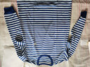 際華三五三五新款長(cháng)袖?；晟婪垂馑{白條紋?；晟篱L(cháng)袖圓領(lǐng)衫T恤體能服訓練服 藍白?；晟?165-170/92-96 曬單實(shí)拍圖