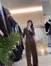 棉致窄版高腰直筒燈芯絨休閑褲子女秋冬季新款加絨加厚垂感西裝闊腿褲 咖色【895加絨高品質(zhì)】 L 110-125斤 曬單實(shí)拍圖