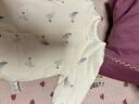 babylove嬰兒連體衣秋季純棉提花純色舒適寶寶哈衣新生兒爬服居家睡衣秋季 奶白色 59cm 曬單實(shí)拍圖