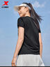 特步t恤衫夏裝新款女透氣短袖速干衣跑步訓練服運動(dòng)上衣 正黑色 XL 曬單實(shí)拍圖