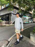 尤芮軻胖男生大碼黑色衛衣秋季鉚釘設計感顯瘦遮肉寬松大肚子長(cháng)袖T恤潮 黑色 3XL 170至190斤可穿 曬單實(shí)拍圖