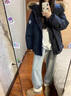 兔芊少女生加絨加厚羽絨棉服冬季派克服連帽短款小個子女毛領(lǐng)保暖外套 藏青色 M 推薦100-115斤 曬單實拍圖