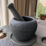 易緣軒天然烏金石老式石臼搗藥罐石盅搗蒜臼對窩擂缽辣椒搗碎研磨器石舀 烏金石藤花石臼外徑13CM 曬單實(shí)拍圖