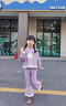 G.DUCKKIDS小黃鴨童裝女童春裝洋氣套裝兒童衛(wèi)衣可愛兩件套寶寶春秋季衣服 紫色套裝 90 (建議80-90cm 1-2周歲） 曬單實拍圖