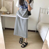 衣典零一（LEDIALYI）高級感氣質休閑套裝裙女夏季2024年新款假兩件T恤半身裙子兩件套 灰色 S（建議105斤內） 曬單實拍圖
