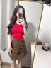 槿城辣妹吊帶背心女帶胸墊美背性感露背修身內(nèi)搭打底外穿短款上衣2061 紅色 均碼【建議·75-130斤】 曬單實(shí)拍圖