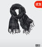 優(yōu)衣庫男裝女裝HEATTECH圍巾格子圍脖學(xué)院風(fēng)保暖25秋冬新款478313 08 深灰色 均碼 (180 × 50 cm) 曬單實(shí)拍圖
