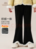 英氏（YEEHOO）女童喇叭褲兒童加絨褲中大童裝新中式長(cháng)褲加厚打底褲冬 黑色 150  曬單實(shí)拍圖