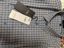杉杉【純棉磨毛】長(cháng)袖襯衫男新款休閑商務(wù)易打理格子襯衣 藍色格紋 41 曬單實(shí)拍圖