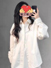 妙奕嘉白色襯衫女春秋通勤風(fēng)外套女襯衣長(cháng)袖上衣女正裝襯衫洋氣女裝秋裝 港風(fēng)長(cháng)袖疊穿襯衫 M 曬單實(shí)拍圖