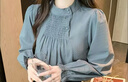 皮爾卡丹襯衣雪紡2025新款長(cháng)袖秋裝上衣女裝小衫襯衫歐貨真絲闊太太洋氣質(zhì) 藍色上衣春秋冬春季夏季秋季冬季 L 曬單實(shí)拍圖