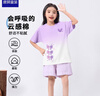 唐獅唐獅童裝女童短袖t恤夏季100%純棉吊染漸變上衣 紫白愛(ài)心 140 曬單實(shí)拍圖