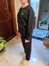李寧長袖t恤男秋季新款舒適圓領(lǐng)棉質(zhì)衛(wèi)衣男寬松運動休閑上衣打底衫 黑色-長袖t恤 L 曬單實拍圖