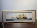禮御友嘉一帆風(fēng)順蘇繡成品掛畫(huà)純手工刺繡1-4絲帆船客廳沙發(fā)背景墻裝飾畫(huà) 畫(huà)芯尺寸40*130cm，帶框60*165cm 曬單實(shí)拍圖