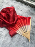 麓格立 萬(wàn)疆舞蹈扇 同款雙面漸變酒紅大長(cháng)扇加長(cháng)古典舞道具跳舞扇子 雙飄20cm扇骨31cm 曬單實(shí)拍圖