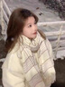 安提諾伯圍巾女士冬季高檔款禮盒生日情人節禮物送女友女生高級小眾實(shí)用 奶fufu粉白格圍巾【禮盒裝】 曬單實(shí)拍圖