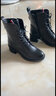 富貴鳥(niǎo)馬丁靴女小皮靴2024新款秋冬季真牛皮短靴女粗跟加絨保暖高幫皮鞋 黑色加絨FN0214/0133 -1 37 曬單實(shí)拍圖
