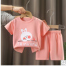 君瑞思兒童短袖套裝純棉女童夏裝男童T恤寶寶嬰兒衣服韓版童裝短褲 粉色 130 cm 曬單實(shí)拍圖