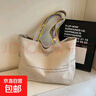日系簡(jiǎn)約帆布托特包包女2025新款時(shí)尚休閑通勤包大容量上課單肩包 SJC-8036#米白色 曬單實(shí)拍圖