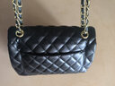 袋鼠魔方包包女包鏈條女小方包2025復古羊皮菱格單肩包女輕奢挎包斜挎小包 黑色(穿皮金鏈)大號  曬單實(shí)拍圖