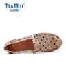 湯姆斯（Tt＆Mm）女鞋夏季新款網(wǎng)紗波點(diǎn)布鞋一腳蹬休閑懶人蕾絲草編漁夫鞋 卡其色 38 曬單實(shí)拍圖