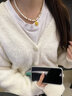 中國黃金（CHINA GOLD）足金牡丹花吊墜黃金項(xiàng)鏈女淡水珍珠項(xiàng)七夕情人節(jié)禮物送女朋友老婆 【京速達(dá)】珍珠項(xiàng)鏈【牡丹花+4金珠】約2.6g 曬單實(shí)拍圖