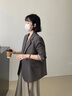 何佳功 小西裝外套女 韓版寬松休閑西服上衣2025秋季寬松單扣高級感西裝 灰色 M 【建議85-105斤】 曬單實(shí)拍圖