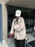 DXOT撞色棒球服外套少女春秋裝2025新款初中高中學生美式休閑翻領夾克 白杏色 M 45-55kg 曬單實拍圖