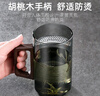 牧禾耐高溫茶杯玻璃茶水分離泡茶杯過濾辦公室喝水杯木把茶道杯飄逸杯 青灰色月牙杯 400ml 1只 無蓋 曬單實拍圖