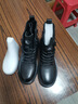 木林森馬丁靴女秋冬季棉鞋女短靴粗跟英倫真皮羊毛加絨保暖棉靴子女皮鞋 MLS207303-3黑色 [四季款] 37 曬單實(shí)拍圖