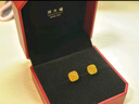 周六福爆閃方糖黃金耳釘耳飾女生日禮物計價(jià)A0913173一對約2.11g 曬單實(shí)拍圖