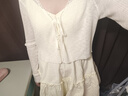 森馬（Semir）針織開(kāi)衫女短款蕾絲V領(lǐng)夏季2025溫柔蝴蝶結修身上衣109325106001 曬單實(shí)拍圖