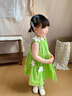 FNJ KIDS女童連衣裙夏裝新款小女孩洋氣無(wú)袖公主裙子兒童薄款背心裙 綠色 100 (建議身高90-100cm) 曬單實(shí)拍圖