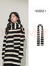 闊色（kuose）黑白條紋針織連衣裙女秋冬新款顯瘦長(cháng)裙子毛衣搭配圍巾 條紋連衣裙0001 M 曬單實(shí)拍圖