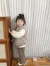 G.DUCKKIDS小黃鴨女童加絨套裝冬季新款女孩毛毛衣三件套女寶寶洋氣時(shí)髦衣服 深卡其布色 80碼(建議8-10公斤 12-24個(gè)月) 曬單實(shí)拍圖