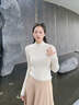 歌力思（ELLASSAY）秋冬新款100%羊毛基礎(chǔ)百搭圓領(lǐng)修身針織衫女EWD353M00800 純凈白 S 曬單實(shí)拍圖