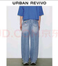 UR2025夏季新款女休閑口袋貼布裝飾細腰帶牛仔長(cháng)褲UYV850079 藍色 25 曬單實(shí)拍圖