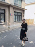 衣典零一（LEDIALYI）牛仔拼接假兩件黑色長袖連衣裙女2024春秋季新款韓系休閑衛(wèi)衣裙子 黑色 S （建議96-105斤） 曬單實拍圖