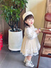 Dudant國際品牌女童連衣裙2025新款春秋季女孩紗裙花童禮服洛麗塔公主裙 杏色 130 cm 曬單實(shí)拍圖