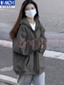 棉致重磅衛(wèi)衣女春秋冬季新款連帽寬松韓版開衫外套加絨山東即墨中山 030深灰色【常規(guī)高品質(zhì)28.5】 L 110-125斤 曬單實(shí)拍圖