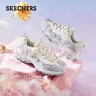 斯凱奇（Skechers）秋季女子黑白拼色老爹鞋休閑高回彈運動(dòng)鞋蕾絲跑步熊貓鞋149792 白色/長(cháng)春花色/WPW 36 曬單實(shí)拍圖