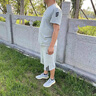 恒源祥休閑運動套裝男夏季純棉短袖t恤男60歲中老年人半袖70短褲兩件裝 灰色圓領(短袖+短褲) 2XL -建議120-140斤 曬單實拍圖